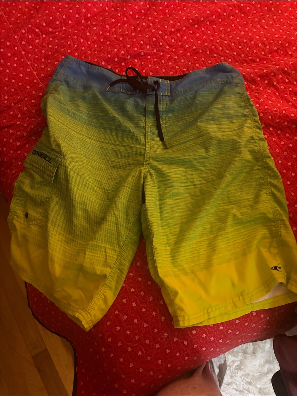 O'Neill Men's Blue-to-Yellow Gradient Swim Board Shorts